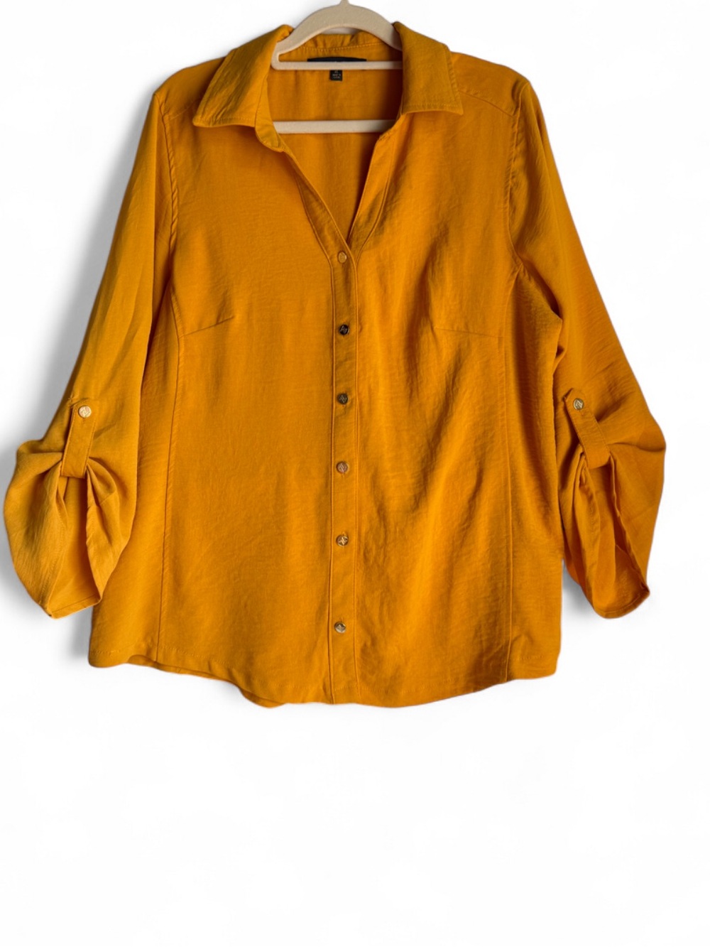 Adrienne Vittadini Mustard Button-Down Blouse